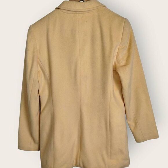 Katherine Kelly Womens Sz 8 Wool Cashmere Blend Coat Yellow Carcoat Peacoat Vtg - Picture 9 of 11